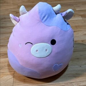 Squishmallow 16in Patty Plush Pastel Pink & Lavender Cow Accent Pillow Plush